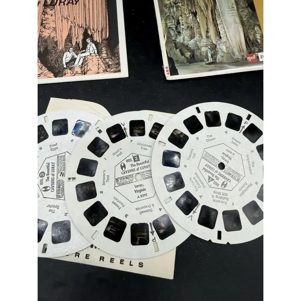 Sawyer's View-Master #A 829 BEAUTIFUL CAVERNS OF LURAY VIRGINIA 3 Reels Complete